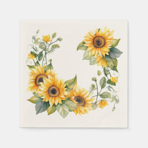 Golden Sunflowers: Personalized Wedding Napkins