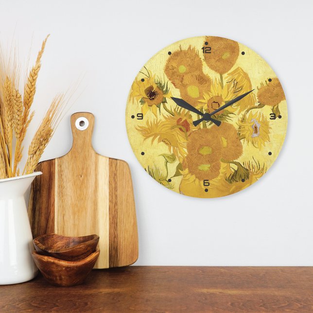 Golden Sunflowers Vincent van Gogh Large Clock (Creator Uploaded)