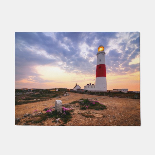 Golden Sunrise At Portland Bill Lighthouse Doormat (Front)