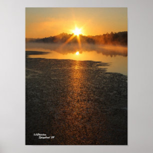 Golden Sunrise Lake Poster