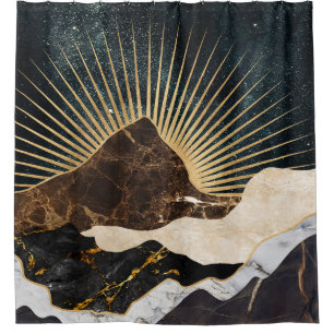 Golden Sunrise Over Marble Mountains & Starry Sky