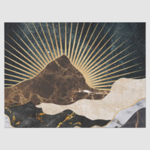 Golden Sunrise Over Marble Mountains & Starry Sky Tissue Paper