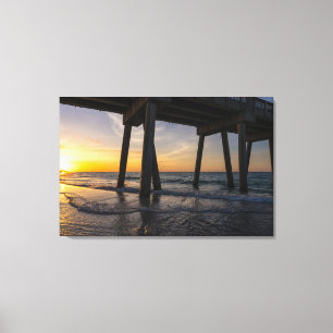 Golden Sunrise Under Pensacola Pier Canvas Print