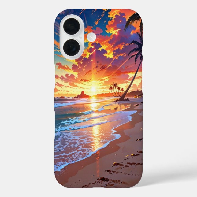 Golden Sunset Anime Beach Case-Mate iPhone Case (Back)