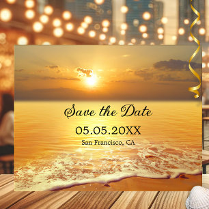Golden Sunset Beach or Destination Save the Date Announcement