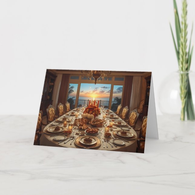 🌅 Golden Sunset Gathering – Thanksgiving Card (Front)