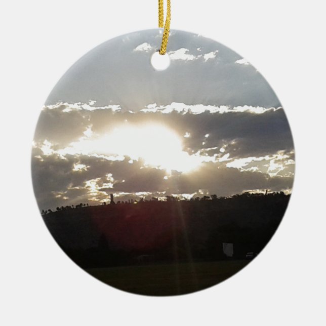 Golden Sunset Horizon Ceramic Ornament (Front)