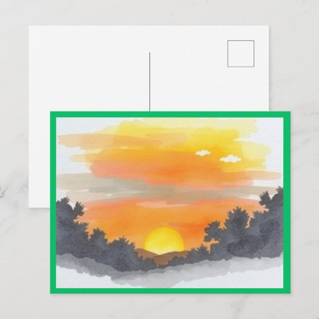 Golden Sunset Horizon Scenic Postcard (Front/Back)