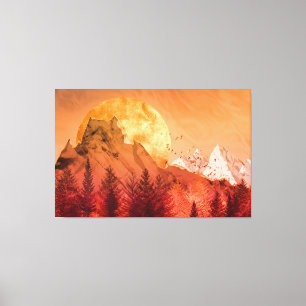 Golden sunset in the red mountains canvas print