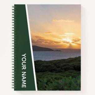 Golden Sunset Landscape Photo Australia, Green Notebook