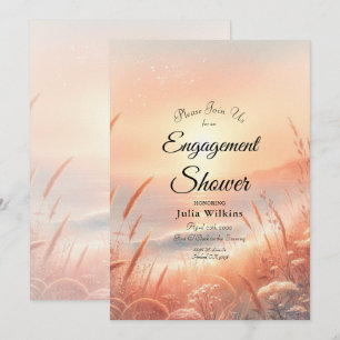 Golden Sunset Meadow Beach Engagement Shower Invitation