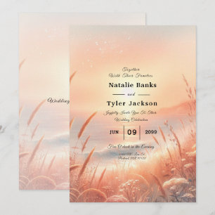 Golden Sunset Meadow Beach Wedding Invitation
