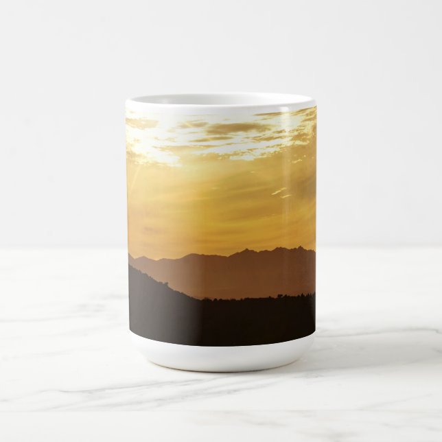 Golden Sunset Mountain Art Mug Cup (Center)