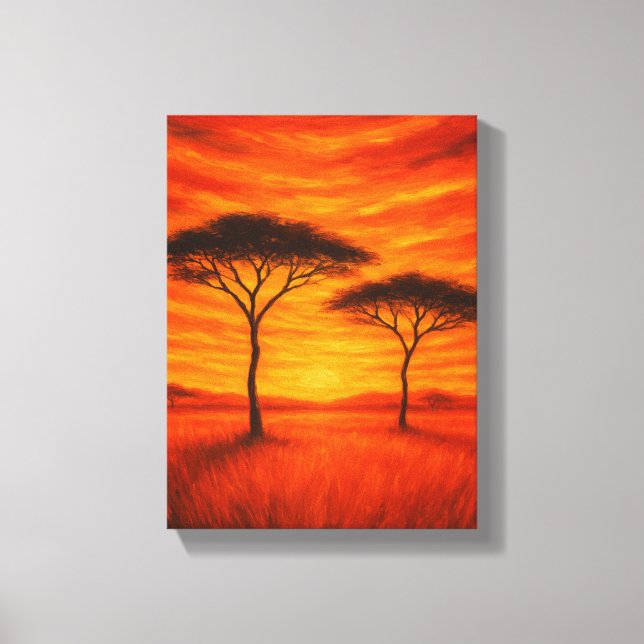 Golden Sunset Over African Trees Canvas Print (Front)