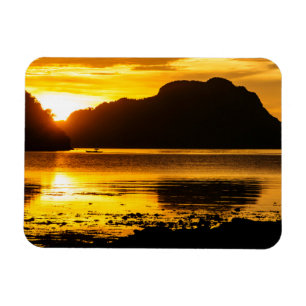 Golden Sunset Over Bay Magnet