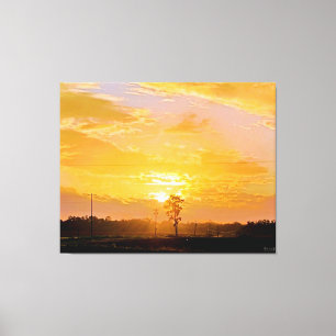 Golden Sunset Over Rural Landscape Canvas Print