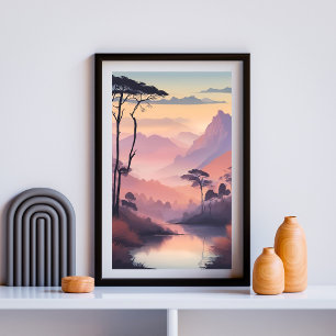 Golden Sunset Over Serene Valleys Poster
