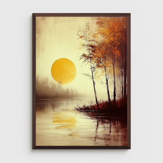 Golden Sunset Over Tranquil Lake with Autumn Trees Poster (Creator Uploaded)