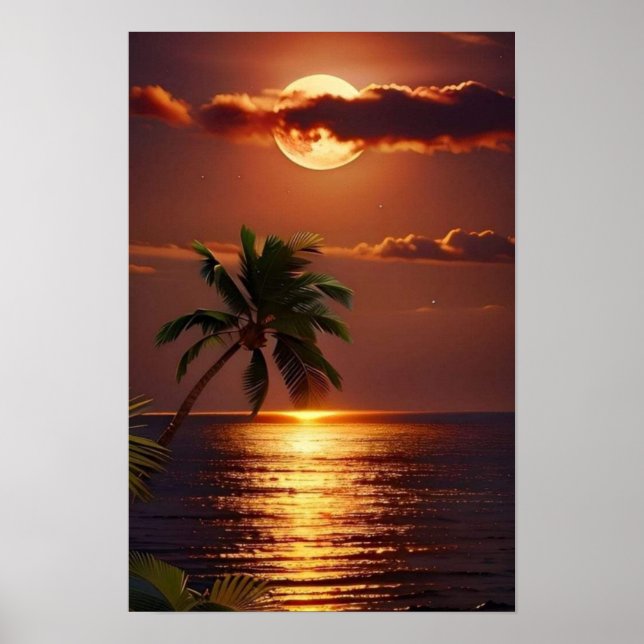 Golden Sunset Paradise | Tropical Beach WallPoster Poster (Front)