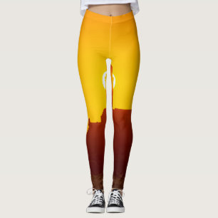 Golden Sunset Silhouette of Farol da Barra Salvado Leggings