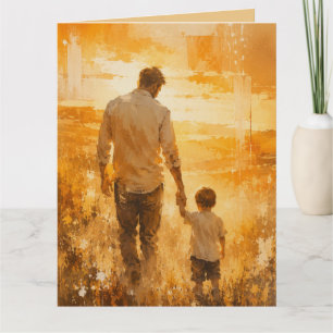 Golden Sunset Watercolor Canvas Wall Art Card
