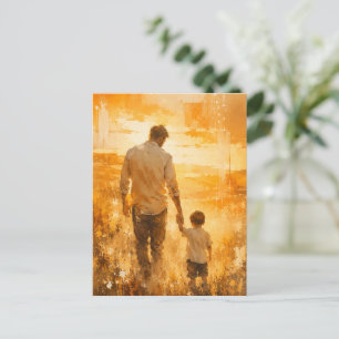 Golden Sunset Watercolor Canvas Wall Art Postcard