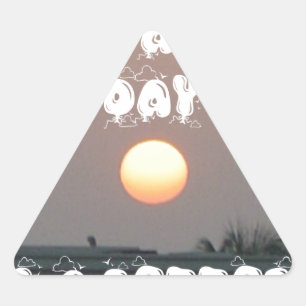 Golden Sunset with Have a Nice Day/Night Wishes Triangle Sticker