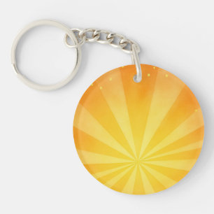 Golden Sunshine Rays – Bright Orange Sunburst Back Keychain