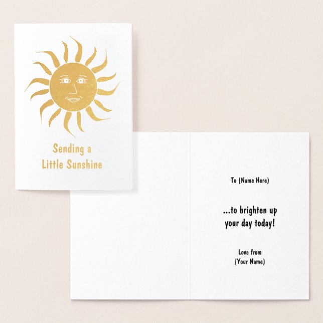 Golden Sunshine - Smiling Sun Motif on Custom Foil Card (Display)