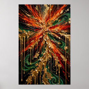 Golden Supernova - Luxury Emerald Fire and Gold Dr Poster