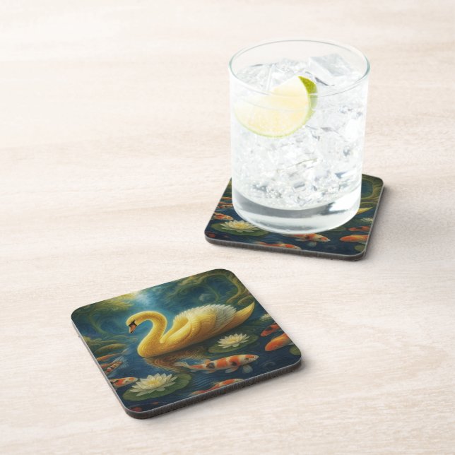 Golden Swan Beverage Coaster (Right Side)