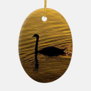 Golden Swan Ceramic Ornament