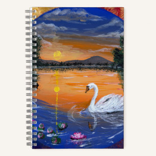 Golden Swan Sunset- handmade artwork  Notebook