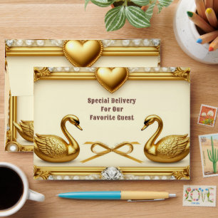 Golden Swan Wedding Stationery Envelope