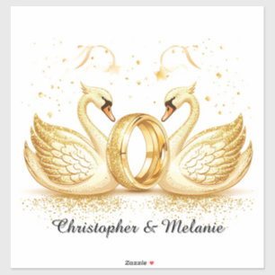 Golden Swans Embracing in Elegant Artistic Display