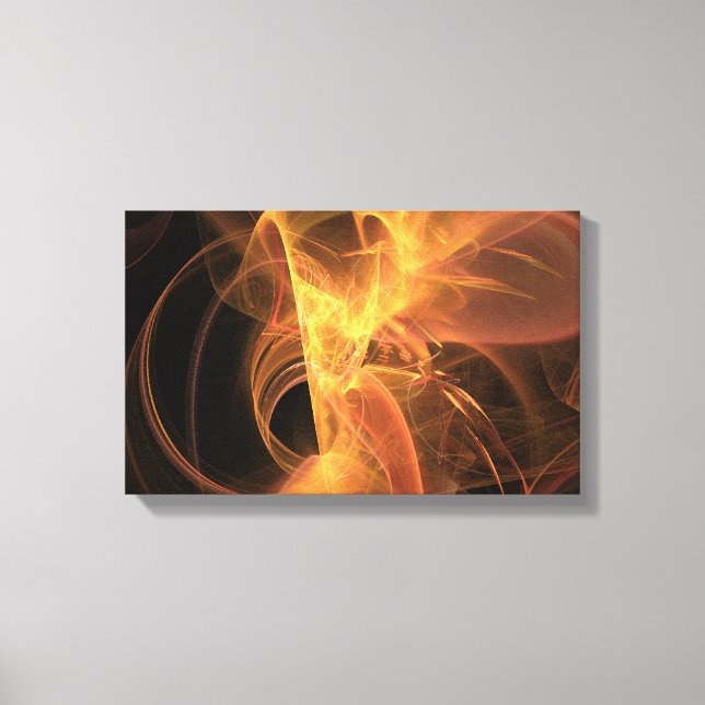 Golden Swirl Abstract Fractal Flame Canvas Print (Front)