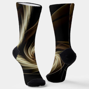 Golden Swirl Across Black Socks