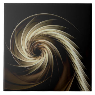 Golden Swirl Across Black Tile