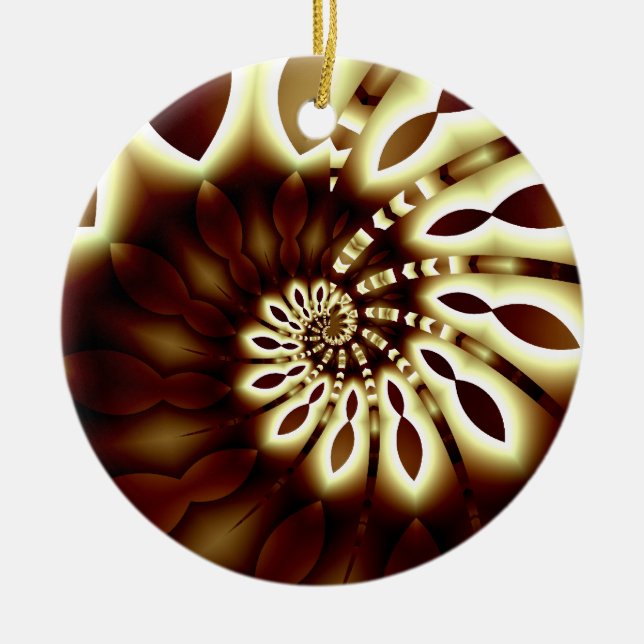 Golden Swirl Round Ornament (Front)
