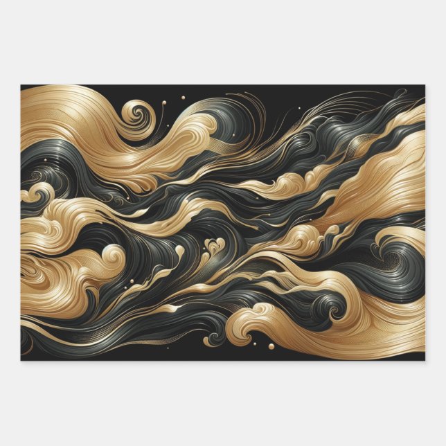 Golden Swirl Wrapping Paper (Front)