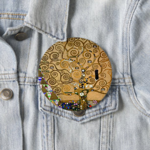 Golden Swirling Tree of Life Art Deco Symbolic  4 Inch Round Button