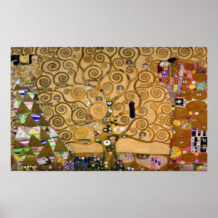 Golden Swirling Tree of Life Art Deco Symbolic  Poster