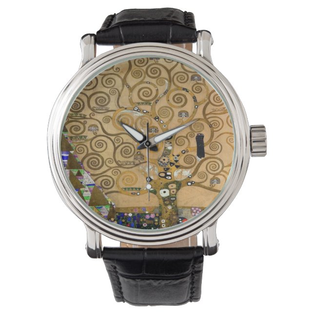 Golden Swirling Tree of Life Art Deco Symbolic  Watch (Front)