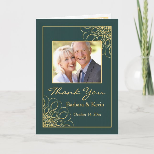 Golden swirls 50th Anniversary Thank You photo (Front)