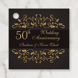 Golden swirls 50th Wedding Anniversary Favour Tags