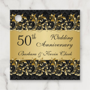 Golden swirls 50th Wedding Anniversary Favour Tags