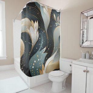 Golden Swirls and Intricate Patterns Shower Curtai