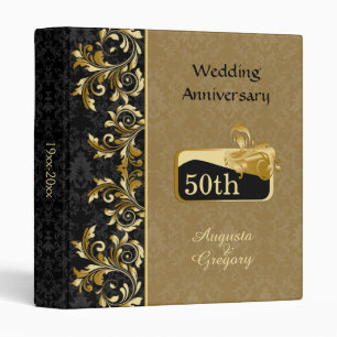 Golden swirls, damask 50th Wedding Anniversary Binder