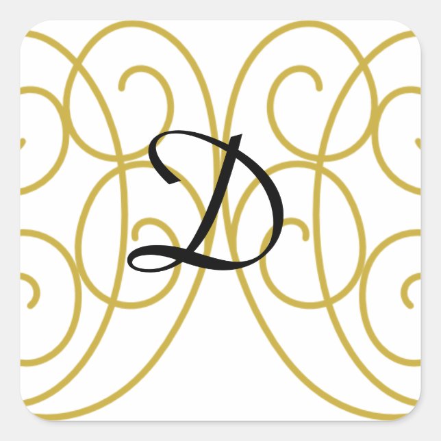 GOLDEN SWIRLS MONOGRAMMED STICKER TEMPLATE (Front)