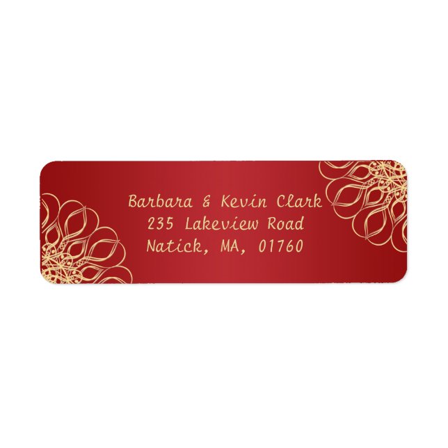 Golden swirls on dark red background (Front)